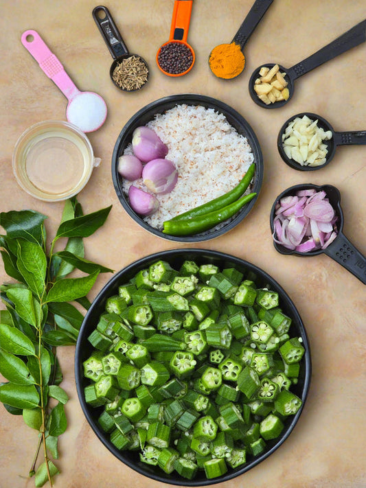 Vendakka Thoran Fresh Cut Vegetables with all ingredients- Ready To Cook