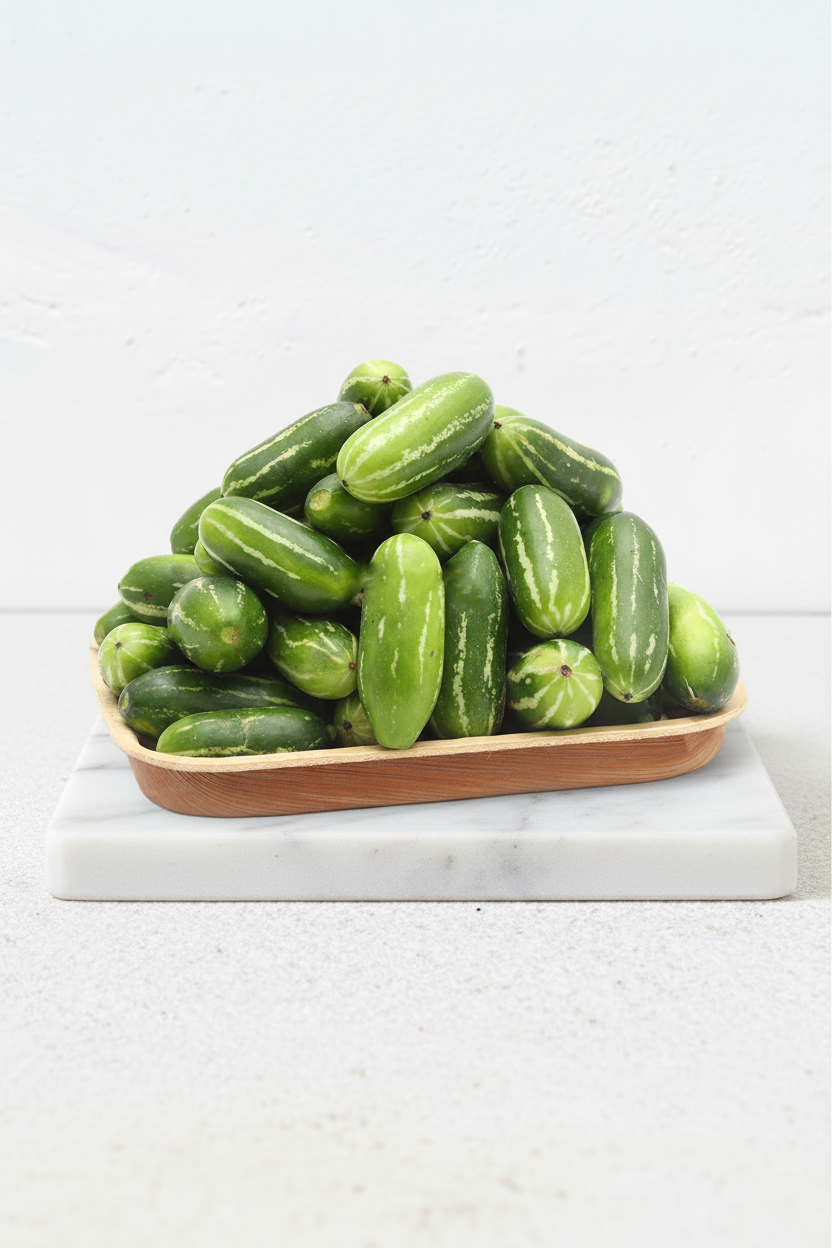 Ivy gourds with marble pedestal background