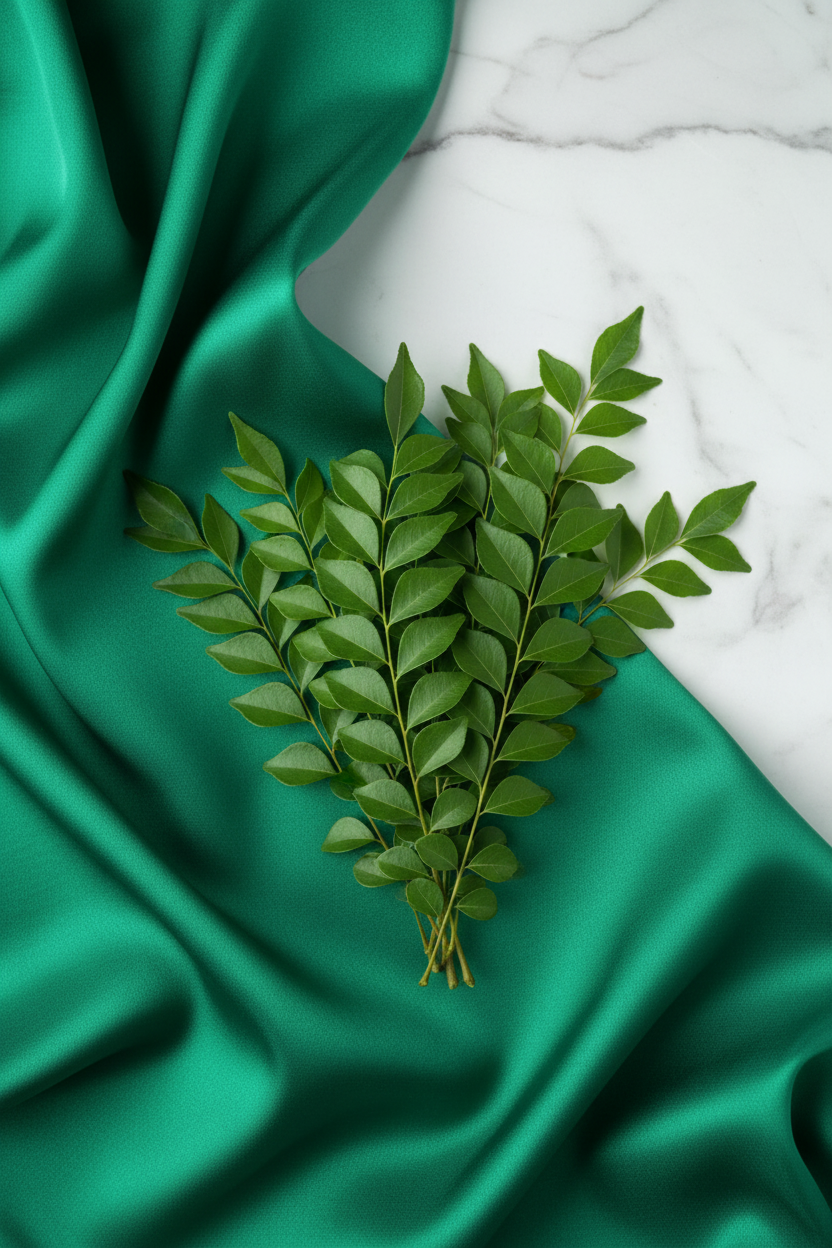 Premium curry leaves with luxury cloth