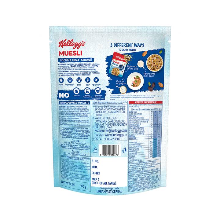 Kellogg's with 0% Added Sugar Muesli 500g
