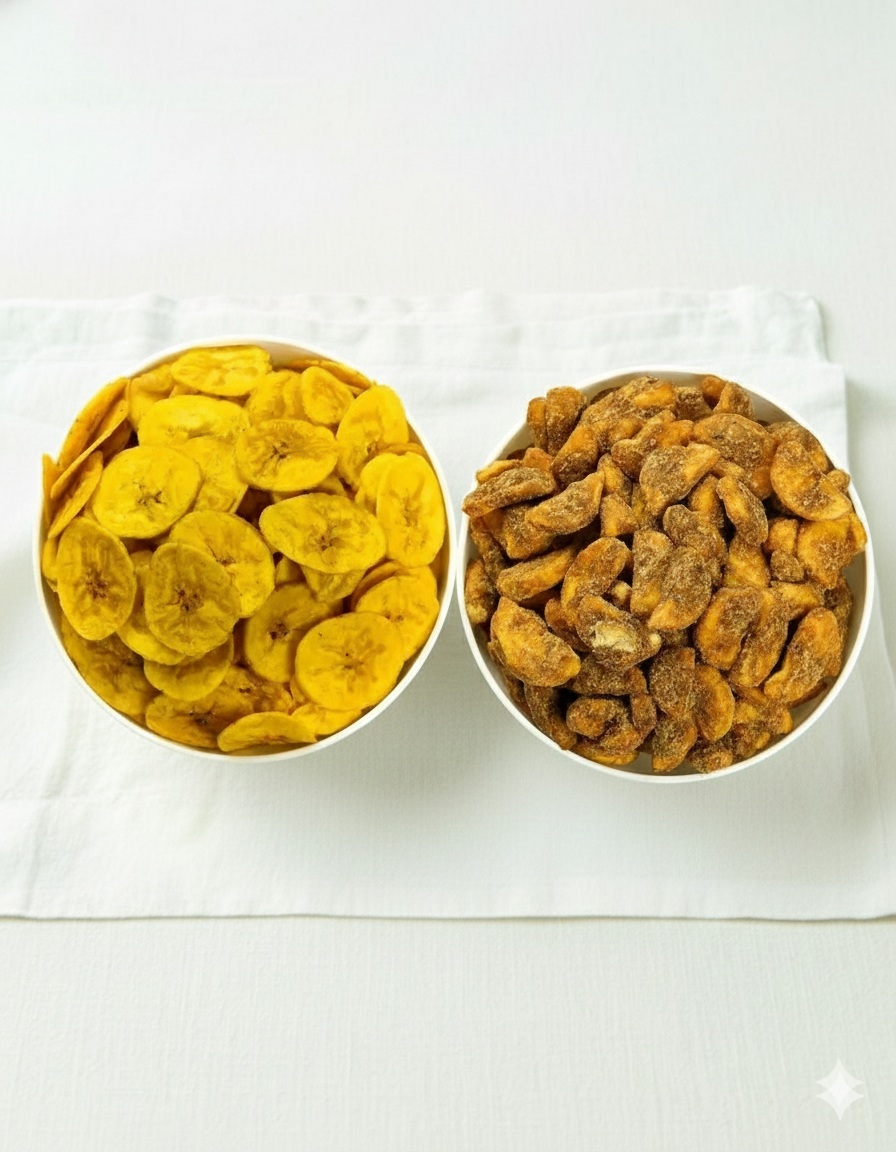Kerala Banana chips 400g + Sharkara upperi 400g Combo