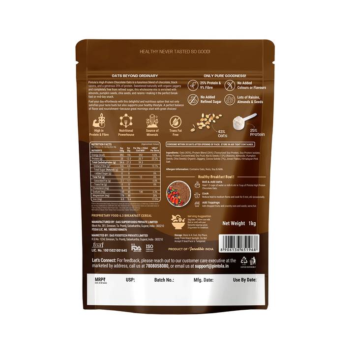 Pintola High Protein Oats (Dark Chocolate) 400g