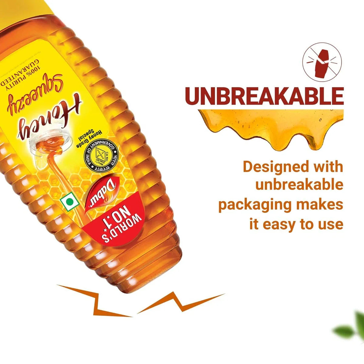 Dabur Honey Squeezy Pack 100% Pure, World's No.1 Honey Brand No Sugar BUY1 GET1