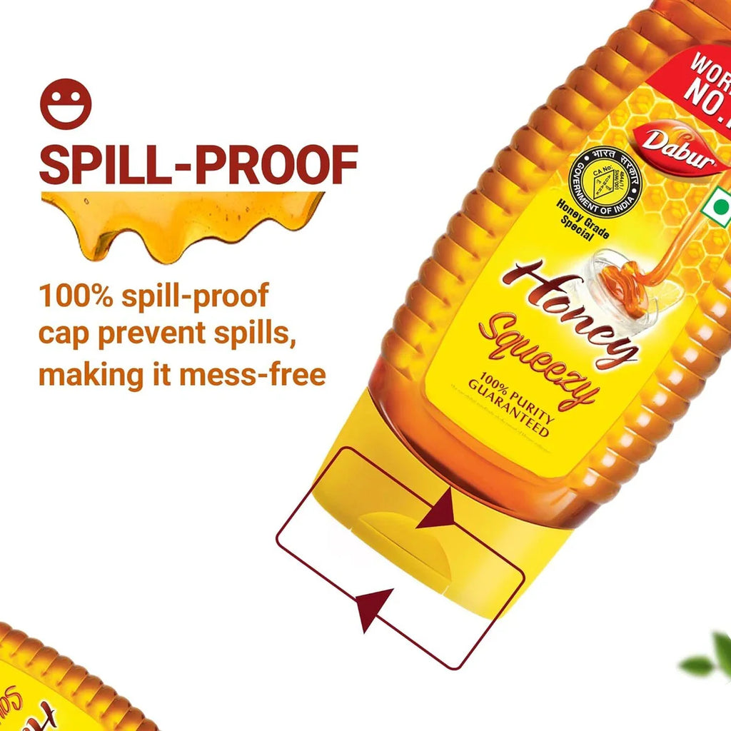 Dabur Honey Squeezy Pack 100% Pure, World's No.1 Honey Brand No Sugar BUY1 GET1